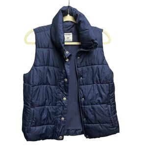 Old Navy Women's Navy Fleece Lined Full Zip Collared Puffer Vest Size Medium